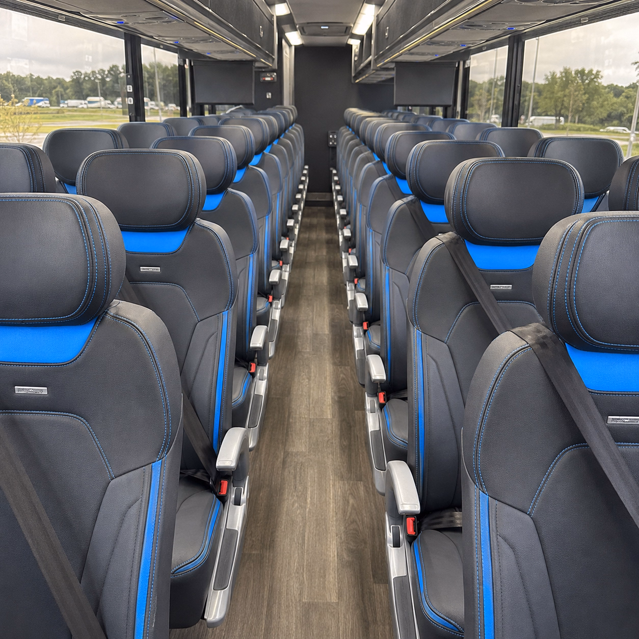 high point charter bus rental interior